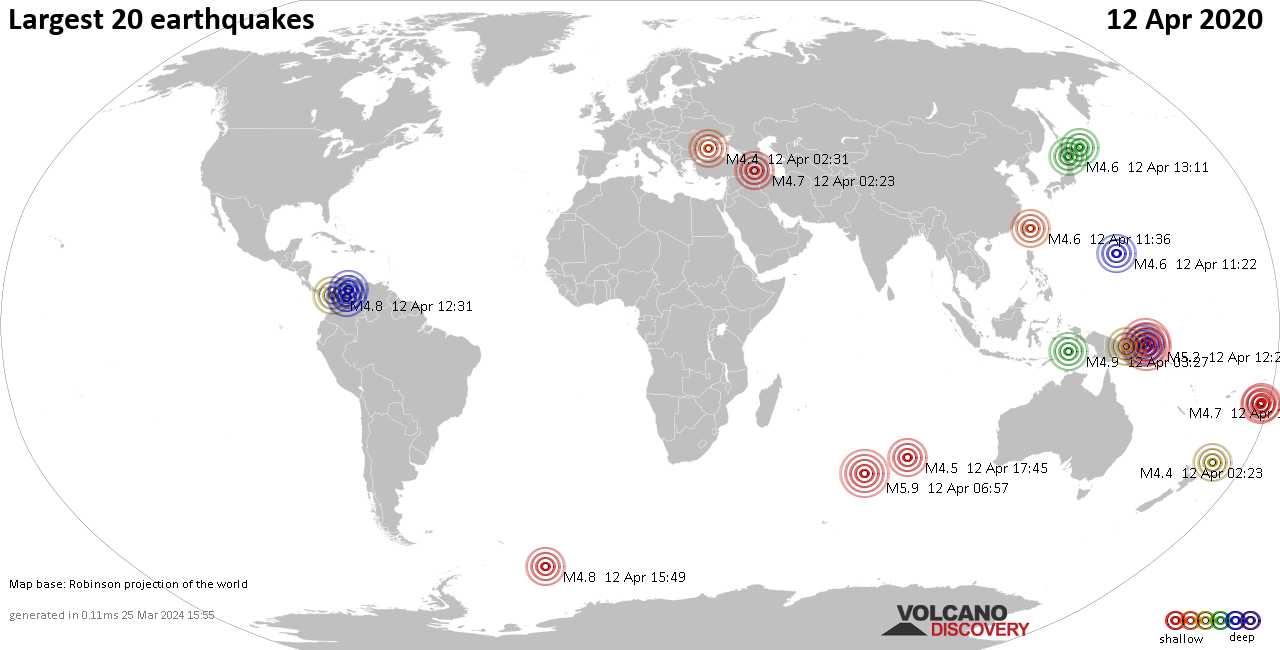 Complete Earthquake List For Sunday 12 April 2020 Erdbebenarchiv