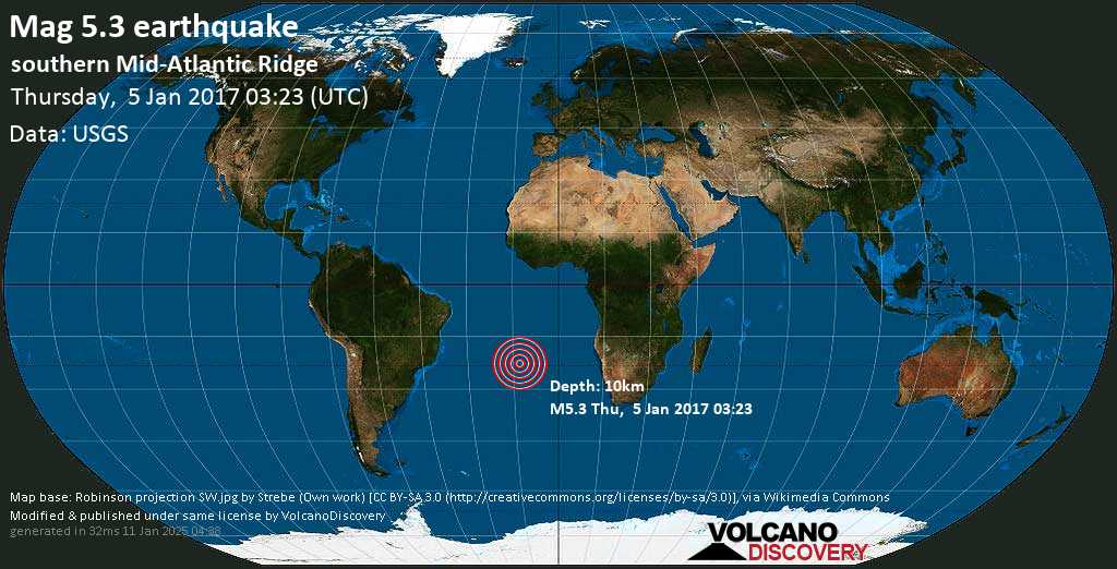 Earthquake info : M5.2 earthquake on Thursday, 5 January 2017 03:23 UTC ...