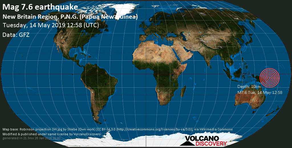 Major Mag 7 6 Earthquake New Britain Region P N G Papua New