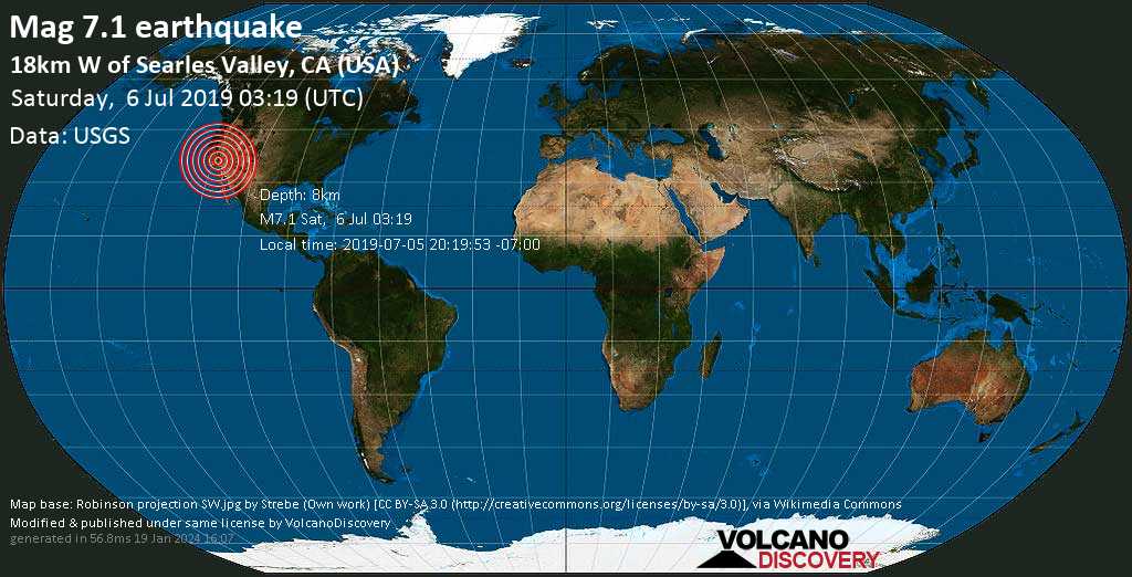 Strong mag. 6.9 earthquake - 17km NNE of Ridgecrest, CA (USA) on Saturday, 6 July 2019