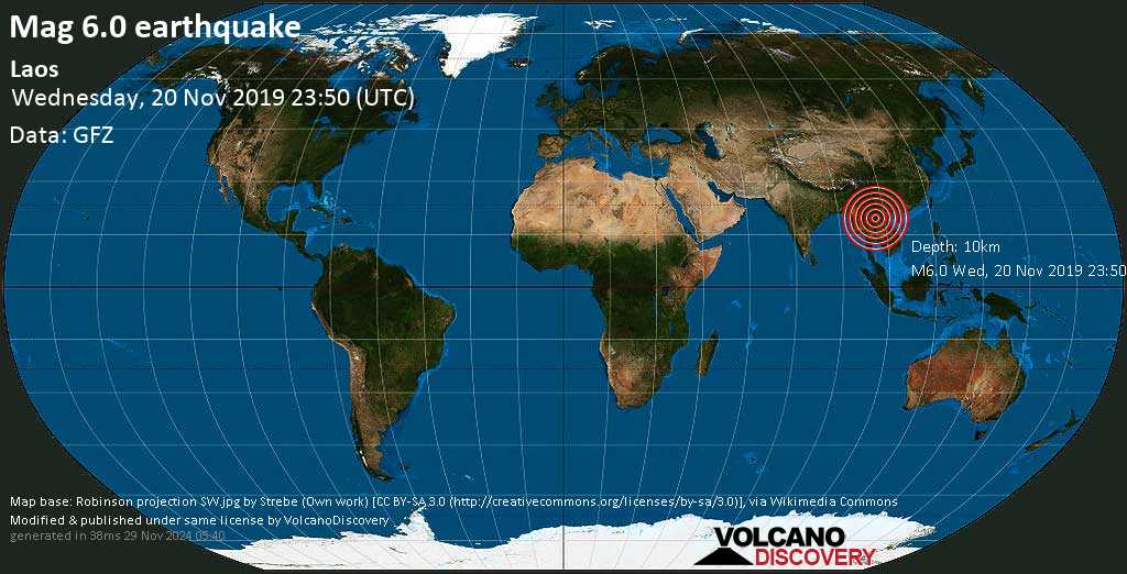 Strong Mag 6 0 Earthquake Laos On Wednesday 20 November 2019