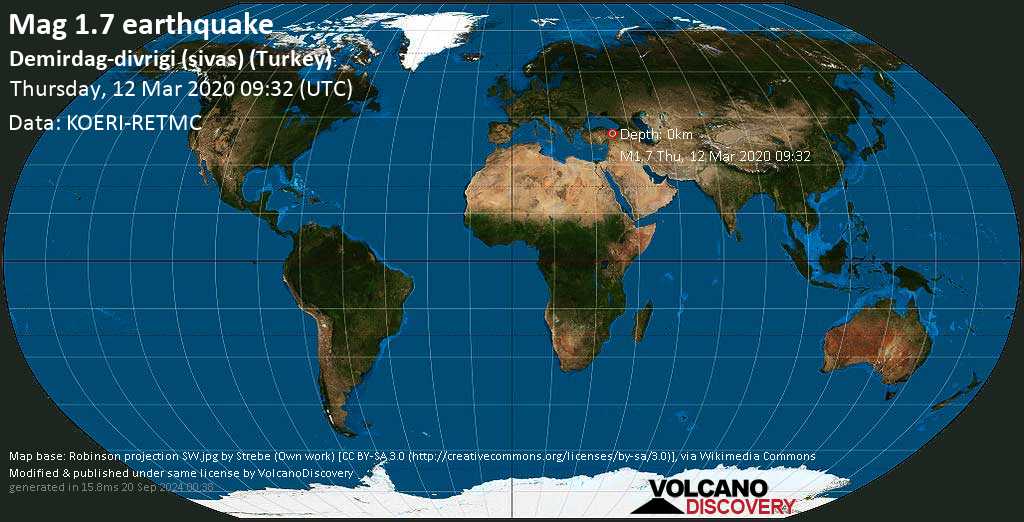 Sivas Turkey Map Earthquake info M1 7 earthquake on Thursday 12 March 