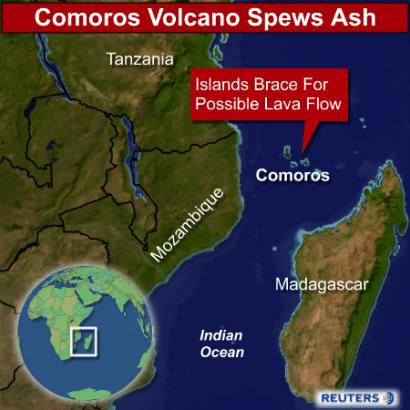 Karthala Volcano Erupts Comoros Islands Indian Ocean