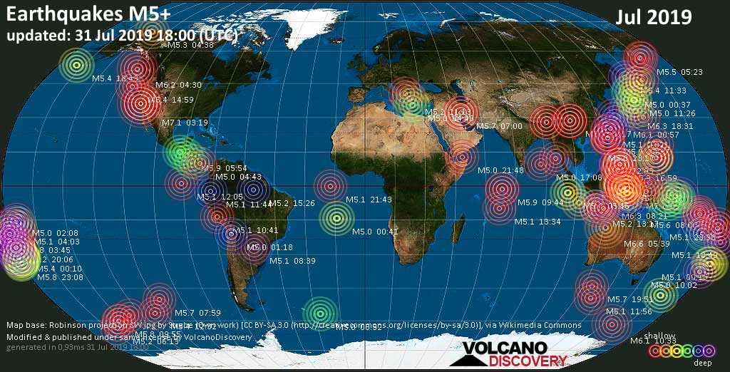 Earthquake Report World Wide For July 2019 VolcanoDiscovery